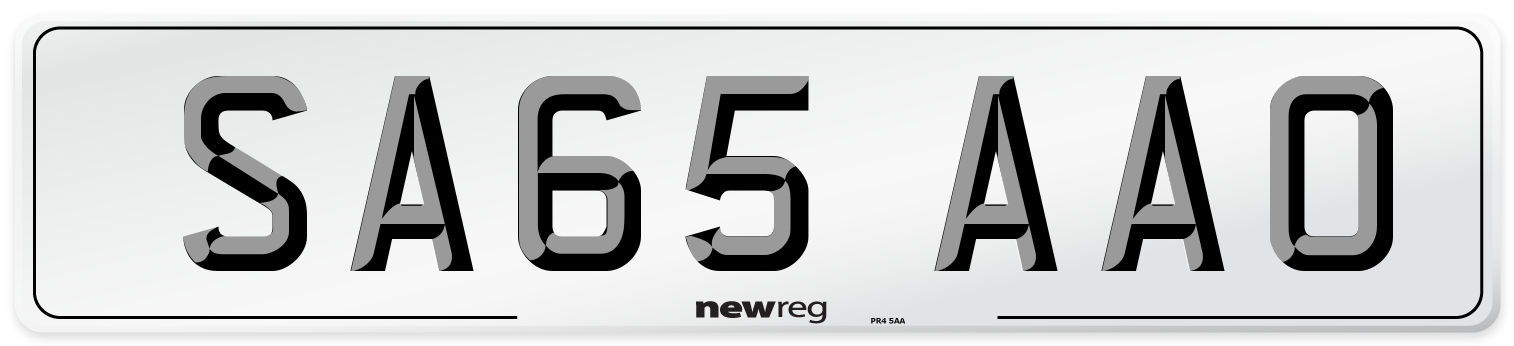 SA65 AAO Number Plate from New Reg